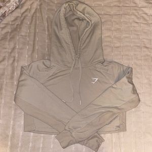 Cream Gymshark Cropped Hoodie